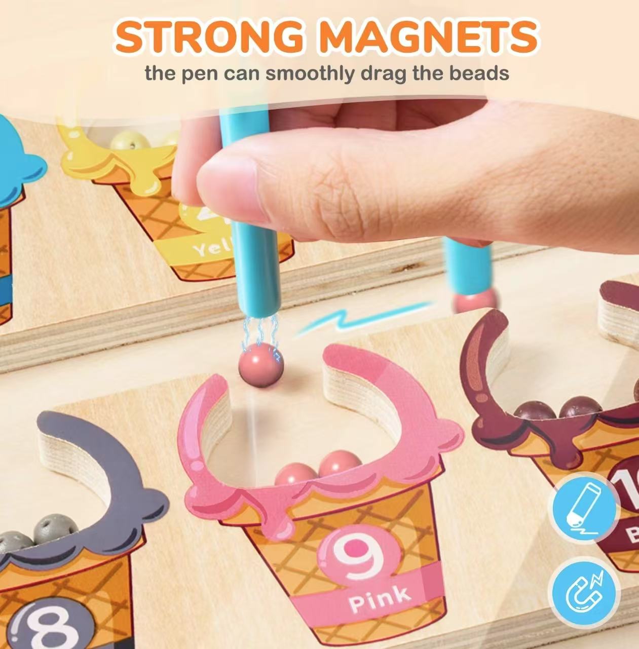 Magnetic Counting Maze Board - Wooden Color & Number Matching Toy for Ages 3-5