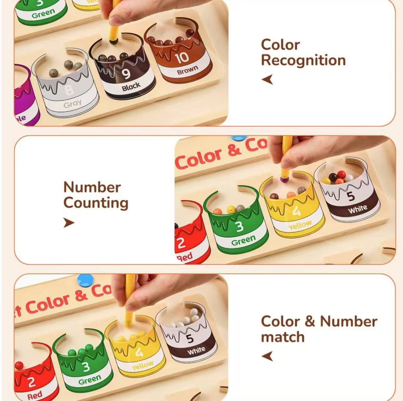 Magnetic Counting Maze Board - Wooden Color & Number Matching Toy for Ages 3-5