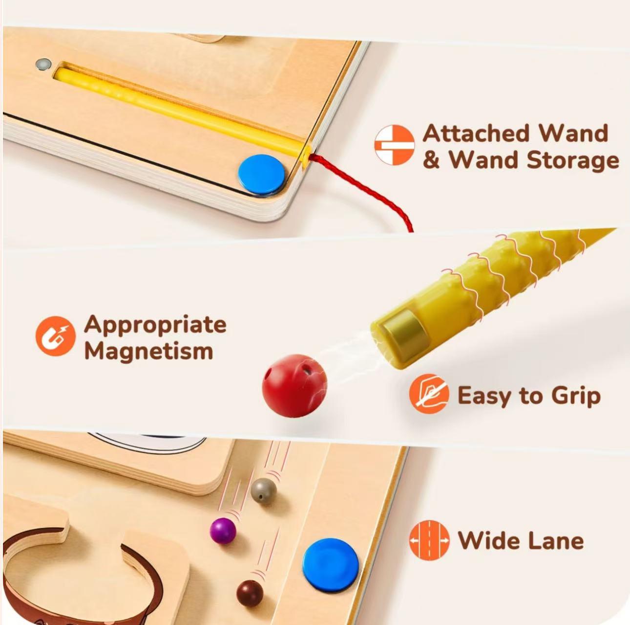 Magnetic Counting Maze Board - Wooden Color & Number Matching Toy for Ages 3-5