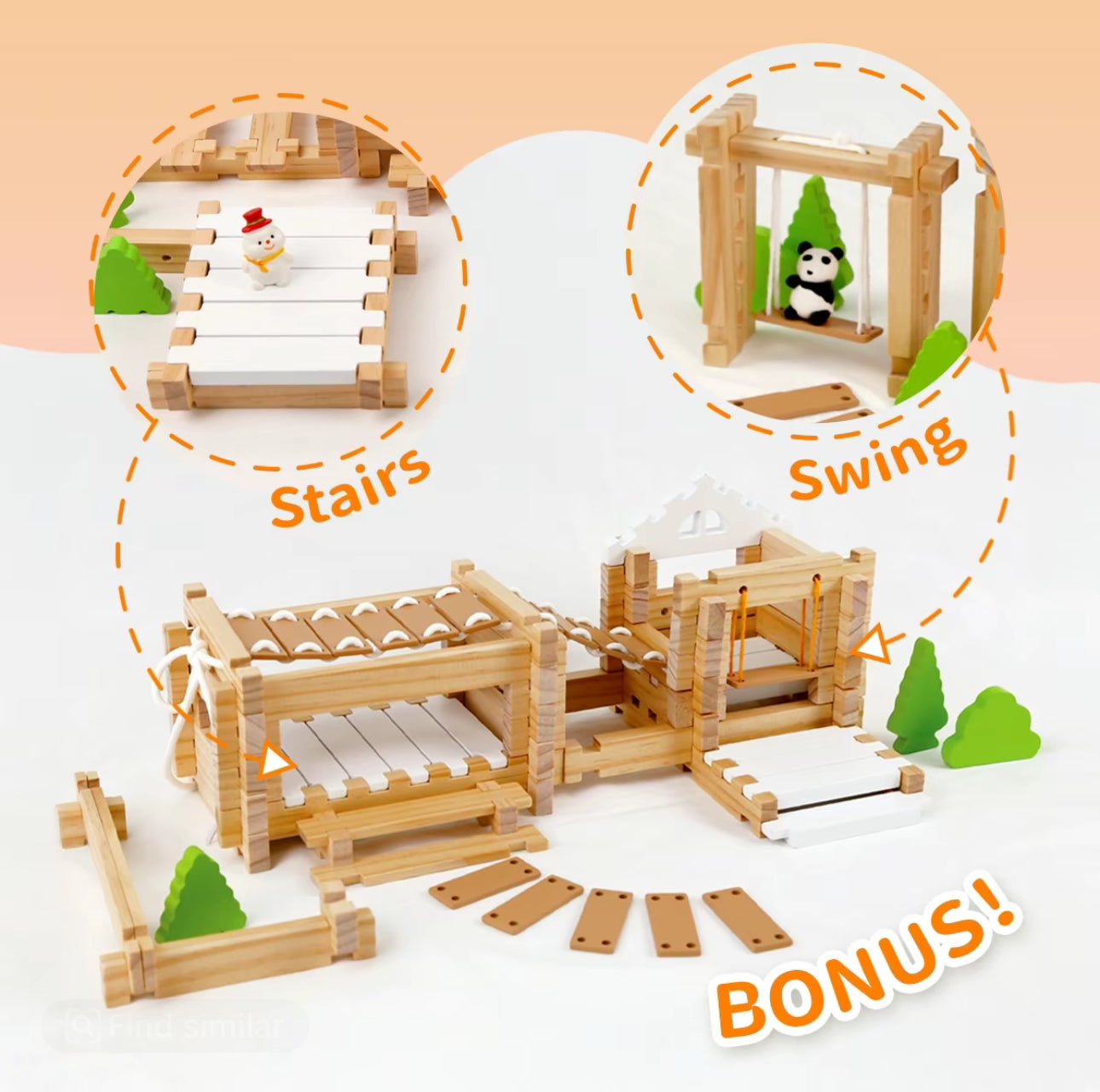 96 PCS Wooden Building Blocks for Kids Ages 4-8 - Creative Construction Set with Storage Bag (FSC Certified)