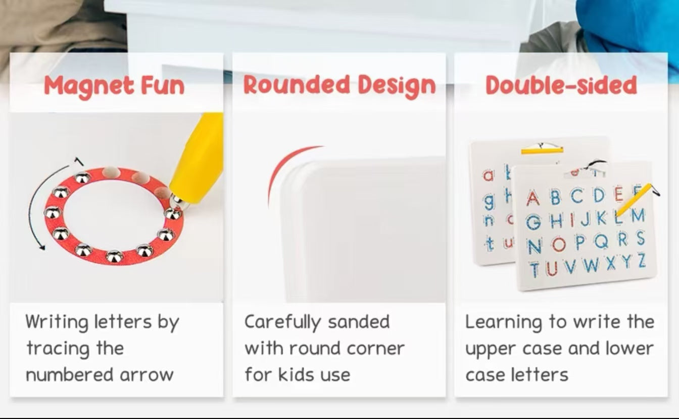 Magnetic Alphabet Board - Double-Sided Letter Tracing & Writing Practice for Ages 3-6