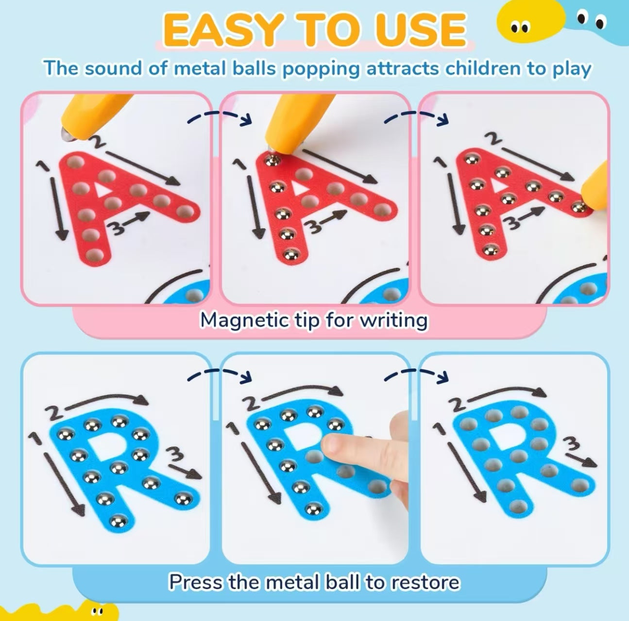 Magnetic Alphabet Board - Double-Sided Letter Tracing & Writing Practice for Ages 3-6