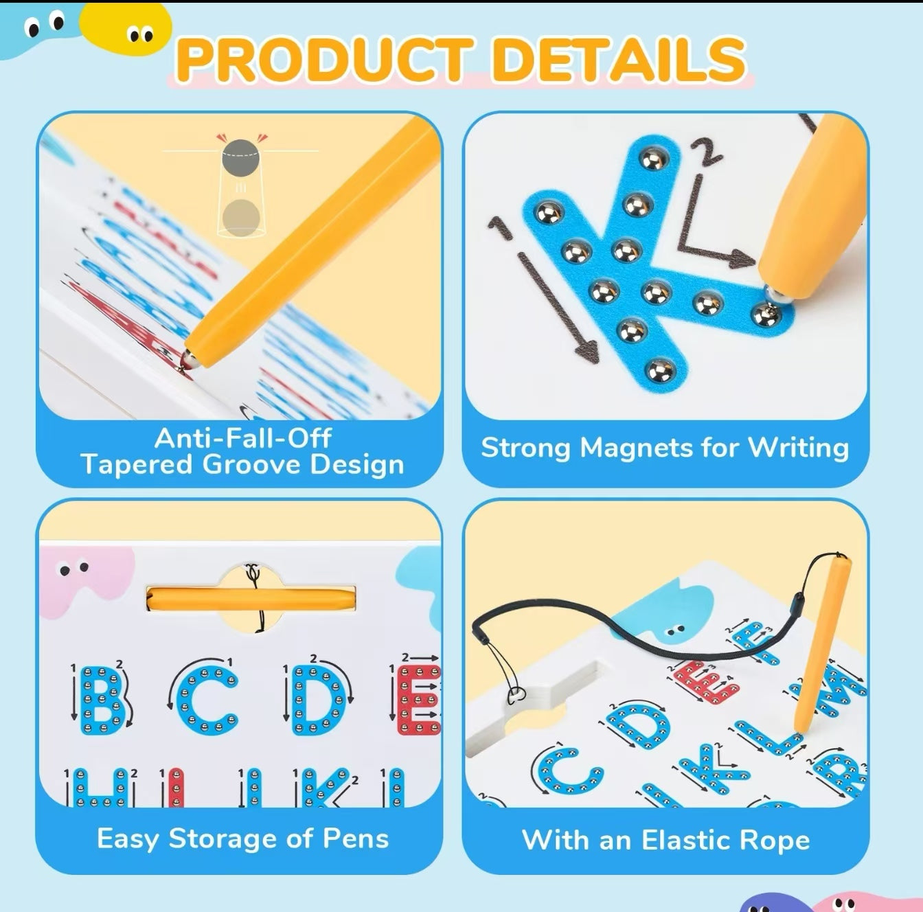Magnetic Alphabet Board - Double-Sided Letter Tracing & Writing Practice for Ages 3-6