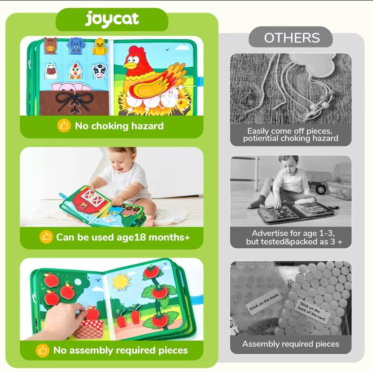 Montessori Busy Board for Toddlers - Sensory Travel Toy with Buckles, Zippers & Gears