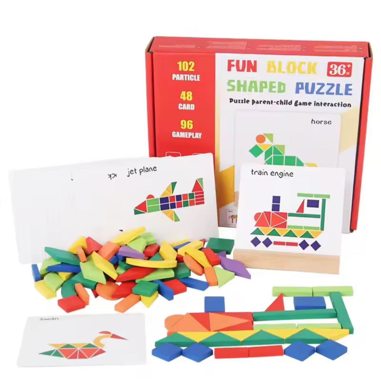 Colorful Wooden Shape Puzzle Blocks for Toddlers 1-3 (Montessori Toy)