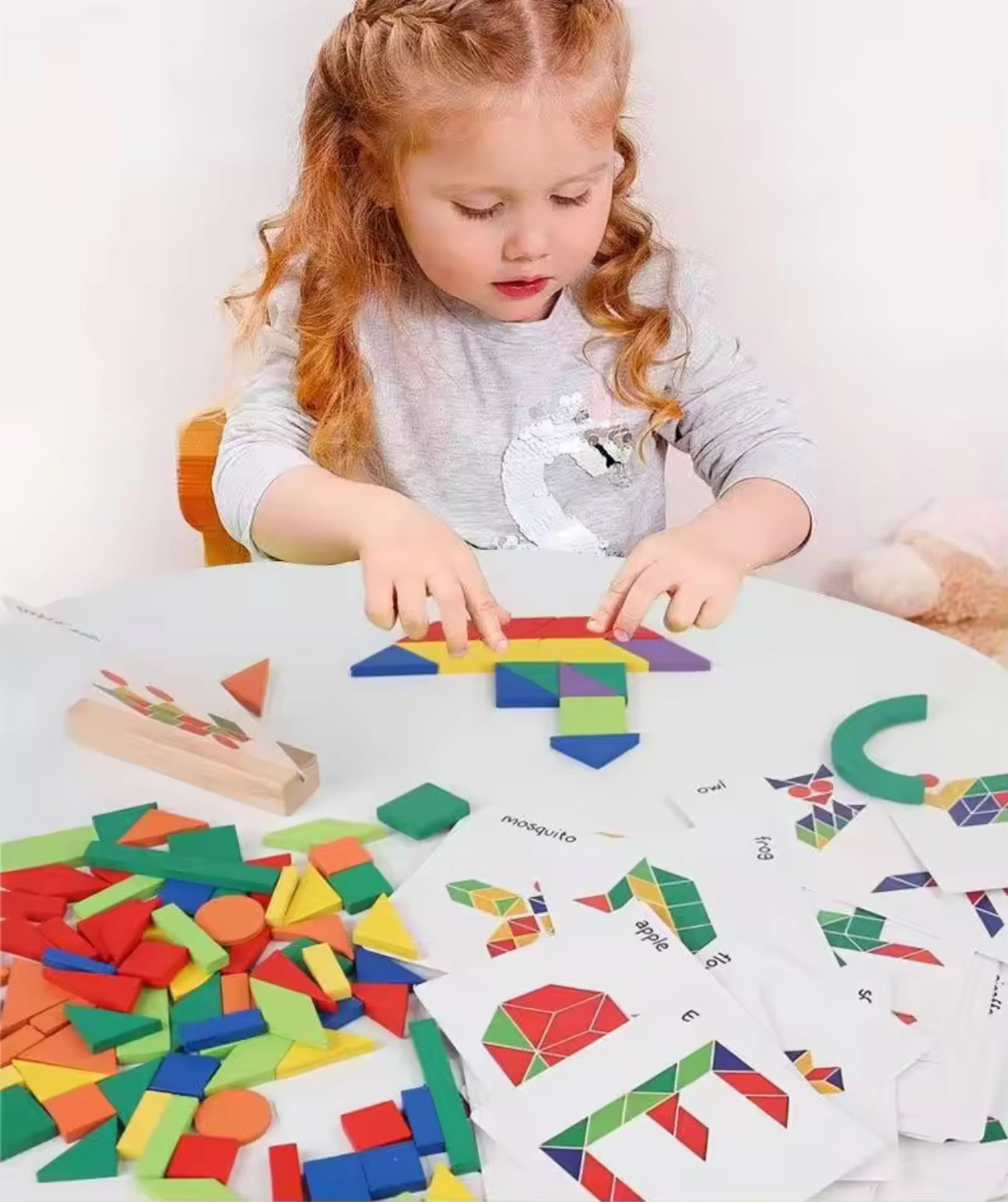 Colorful Wooden Shape Puzzle Blocks for Toddlers 1-3 (Montessori Toy)