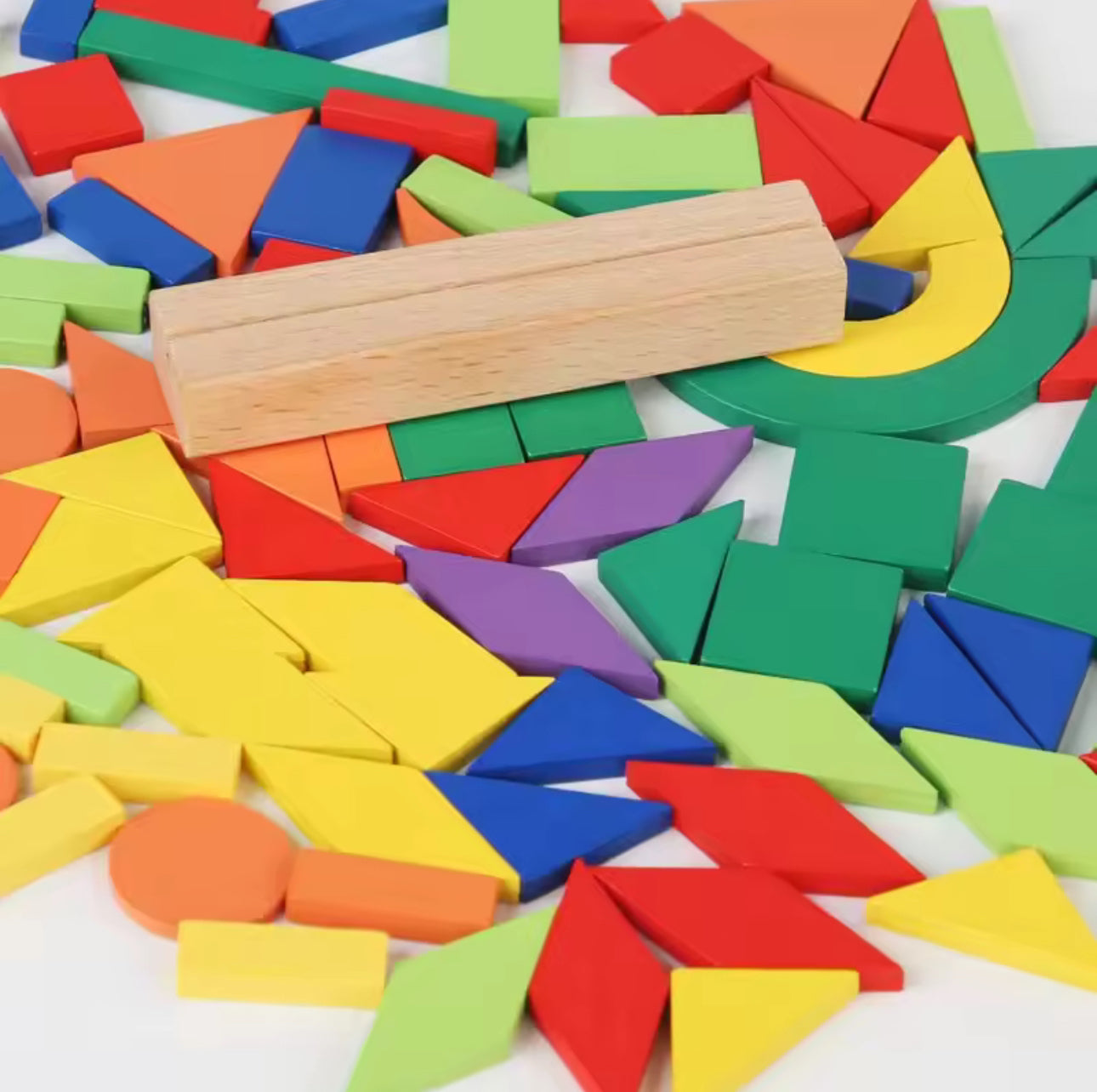 Colorful Wooden Shape Puzzle Blocks for Toddlers 1-3 (Montessori Toy)