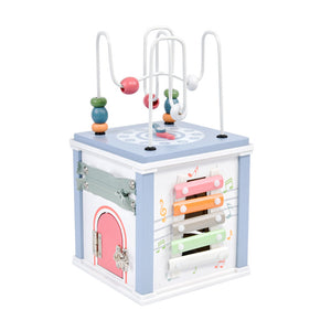 Wooden Baby Activity Cube with Piano & Beads - Montessori Toy