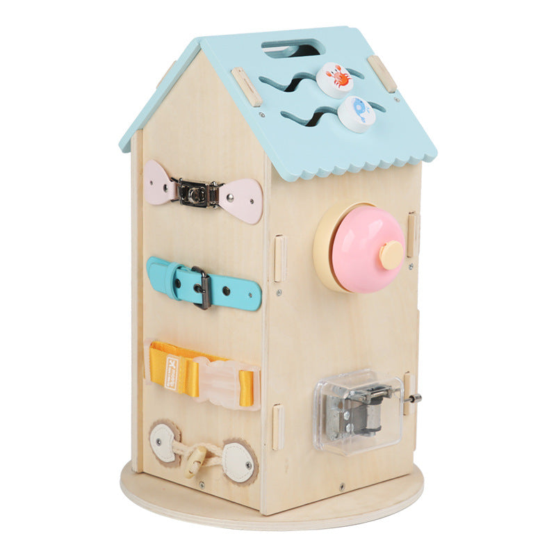 Montessori Busy House Activity Center - Wooden Toddler Learning Toy with Locks & Latches (18M+)