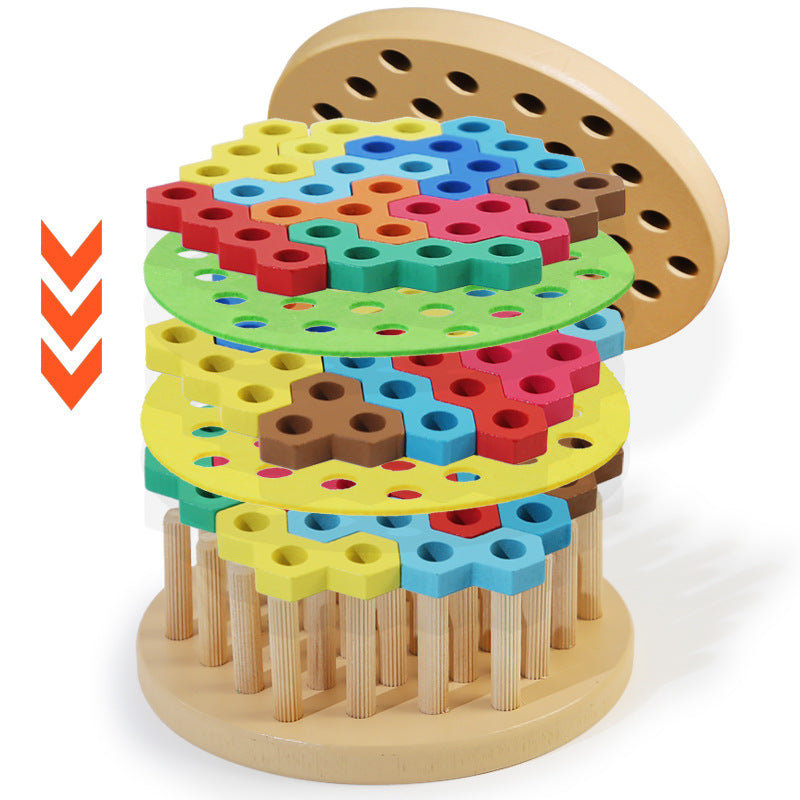 Hamburger Stacking Blocks - Wooden Spatial Reasoning Toy for Kids 3-6 (Montessori)