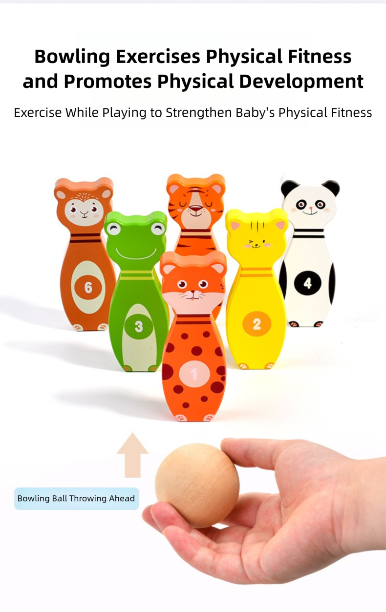 Children's Bowling Animal Set Circle Puzzle Toy Kindergarten Baby Indoor Parent Child Interactive Game Throwing