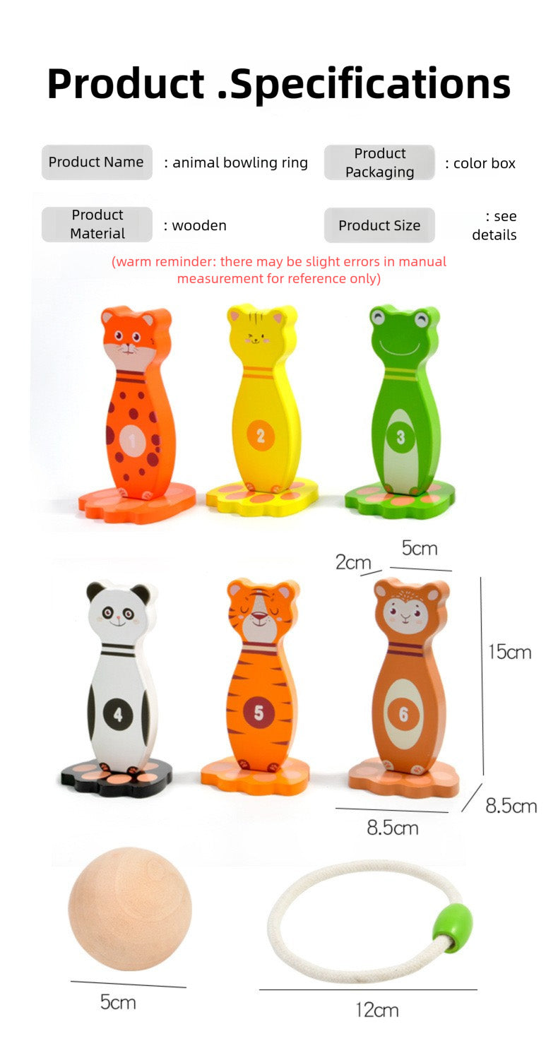 Children's Bowling Animal Set Circle Puzzle Toy Kindergarten Baby Indoor Parent Child Interactive Game Throwing