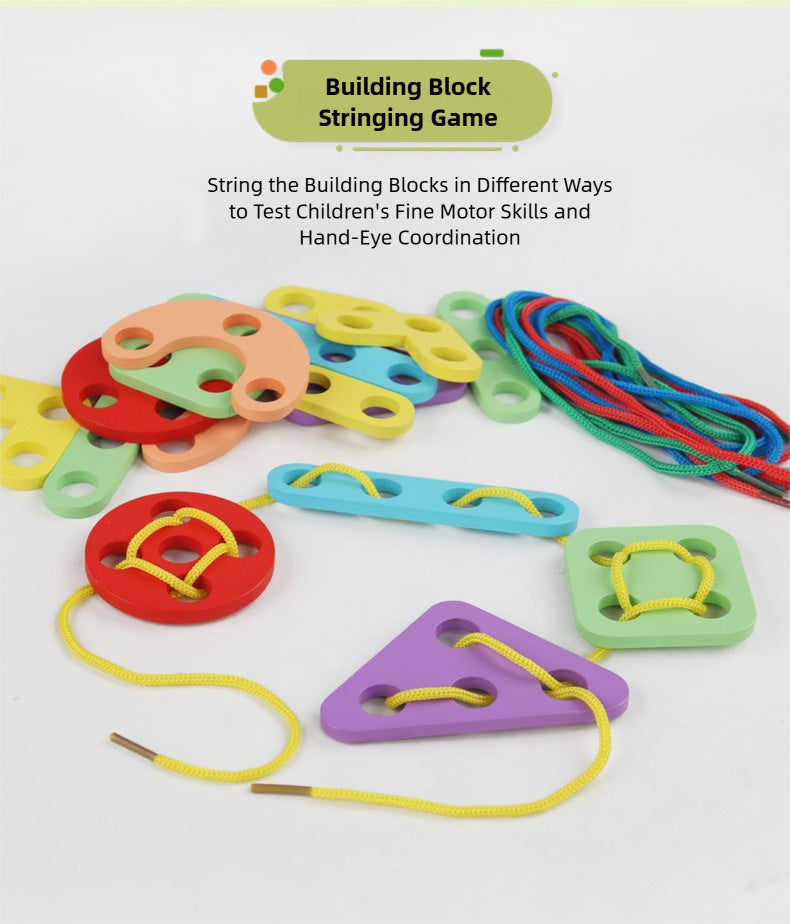 Candyland Wooden Threading Toy for Toddlers 1-3 | Gear & Button Activity Set | Fine Motor Skills & Color Learning