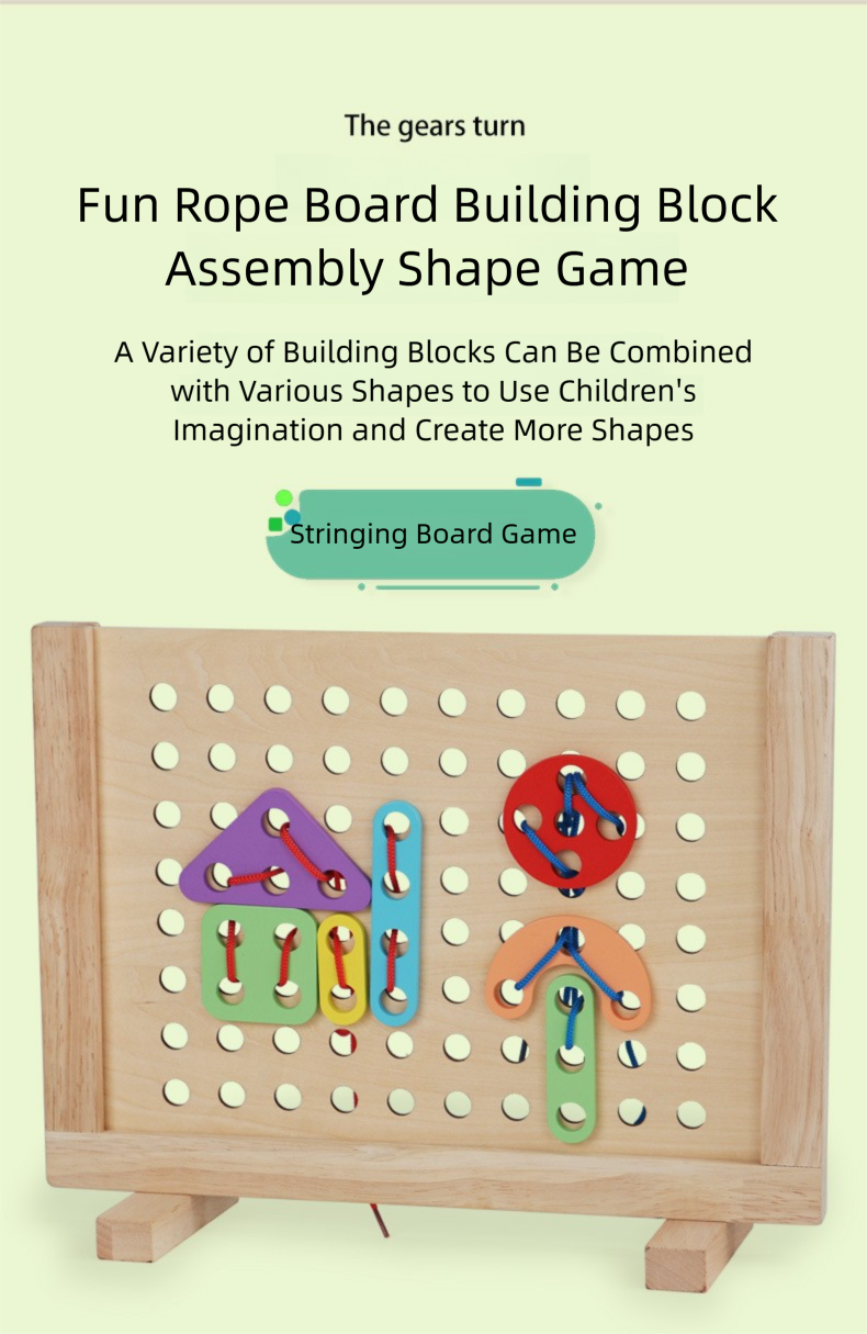 Candyland Wooden Threading Toy for Toddlers 1-3 | Gear & Button Activity Set | Fine Motor Skills & Color Learning