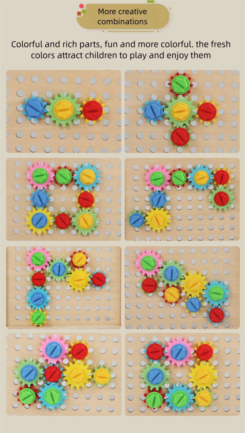 Candyland Wooden Threading Toy for Toddlers 1-3 | Gear & Button Activity Set | Fine Motor Skills & Color Learning