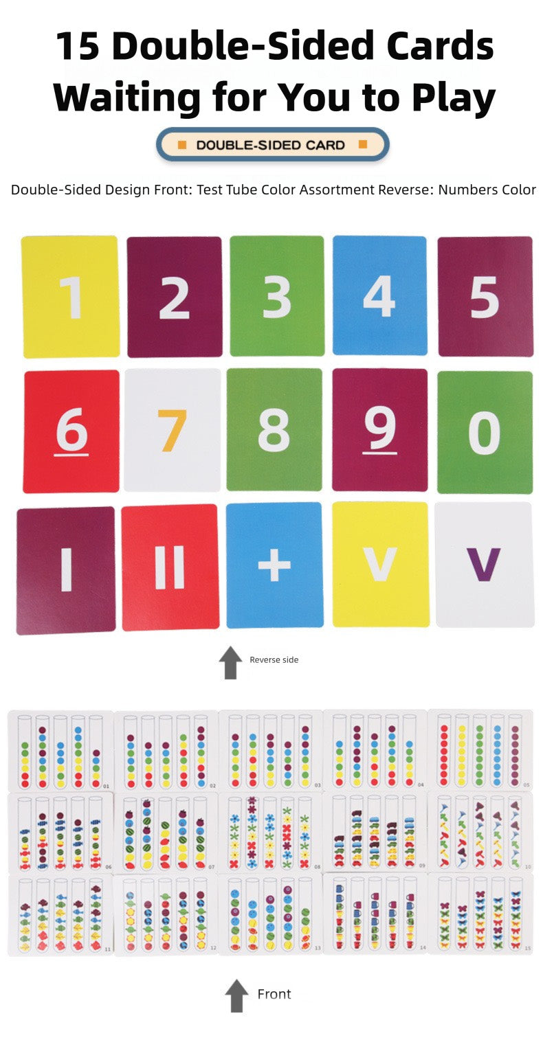 Montessori Color Sorting Toy - Wooden Test Tube Beads & Clip Activity for Toddlers 1-3