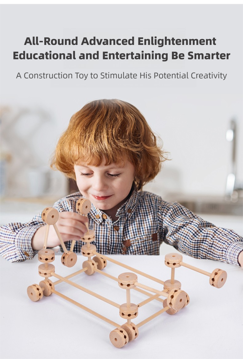 60-Piece Wooden Blocks Set: 3D Building Toys for Kids' Creative Learning & STEM Play