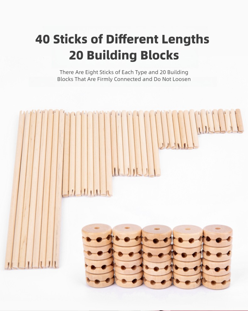 60-Piece Wooden Blocks Set: 3D Building Toys for Kids' Creative Learning & STEM Play