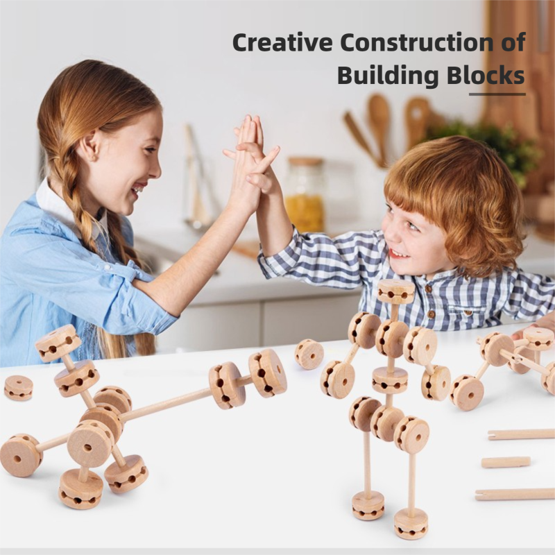 60-Piece Wooden Blocks Set: 3D Building Toys for Kids' Creative Learning & STEM Play