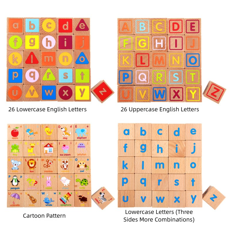 27-Piece Wooden ABC Blocks: Montessori Letter Learning & Stacking Toy for Toddlers Ages 3+