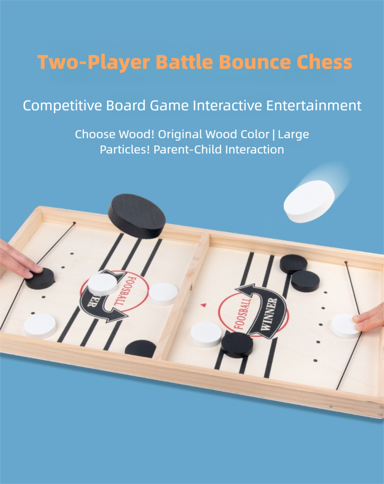 Bounce Chess Board Game - Wooden Duel Flicking Toy for Teens, Family Gift Idea